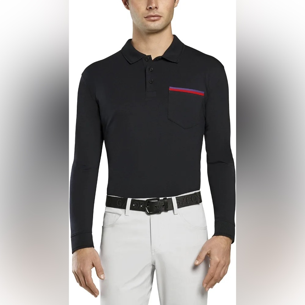 G/FORE Luxe Men’s Long Sleeve Polo in Onyx